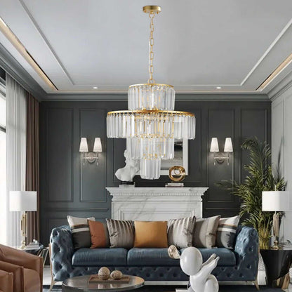 20" Modern Crystal Chandelier with Gold Finish, 4-Tier Design for Dining Room or Living Room, Elegant Crystal Pendant Light Fixture (Bulb Not Included) - luxuryhomedecoridea.com