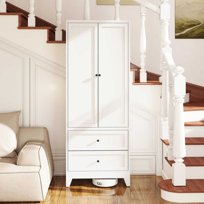 72 Inch White Pantry Cabinet with 2 Drawers, Freestanding Kitchen Storage Cabinet with Adjustable Shelves, Heavy-Duty Organizer for Spices, Dishware, Small Appliances in Kitchen, Pantry, Dining Room - luxuryhomedecoridea.com