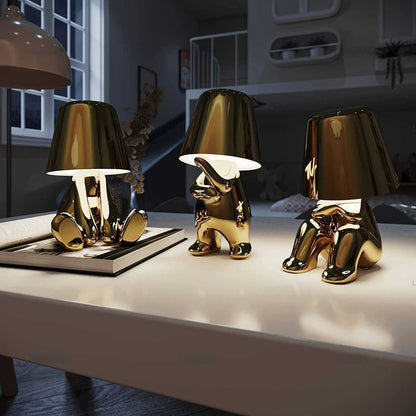 Creative lights for gift; Thinker Lamp Collection; Bedside Touch Control Table Lamp Cordless Led Nightstand Desk Lamp Creative Golden Man with Dimmable Brightness for Living Room; Bedroom; Office - luxuryhomedecoridea.com