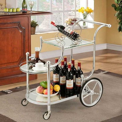 Kitchen Rolling Bar Cart with Tempered Glass Suitable for Restaurant and Hotel - luxuryhomedecoridea.com