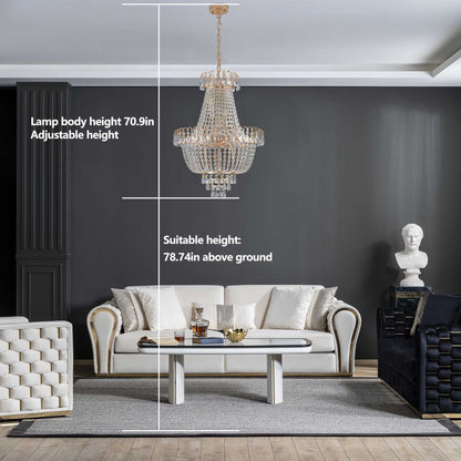 (Same as W1340P143189)Gold Crystal Chandeliers,Large Contemporary Luxury Ceiling Lighting for Living Room Dining Room Bedroom Hallway (Without Bulb) - luxuryhomedecoridea.com