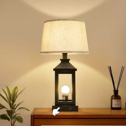 20.5in Black Farmhouse Bedside Table Lamp for Living Room, 3-Way Dimmable Touch Control Modern Nightstand Lamp with 2 Light for Bedroom, Home, Office(Bulbs Included) - luxuryhomedecoridea.com
