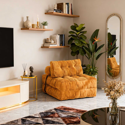 Modern Memory Foam Compressed Sofa Chair,Folding Sofa Bed, Convertible Sleeping Chair With Backrest Support And Soft Corduroy Fabric,Fold Couch Bed With Pillow For Small Spaces - luxuryhomedecoridea.com