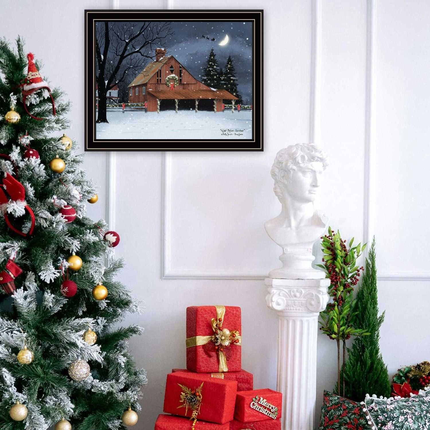 Trendy Decor 4U Night Before Christmas Black Framed Wall Art for Living Room, Bedroom Wall Art Print for Home Decor by Billy Jacobs - luxuryhomedecoridea.com