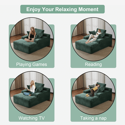 Double Chaise Lounge Chair Indoor,Oversized Upholstered Sleeper Cloud Couch,Deep Seat Luxury Sofa Bed,Sectional Sofa Chaise Love-seat,Corduroy Reading Chair for Living Room,No Assembly Required - luxuryhomedecoridea.com