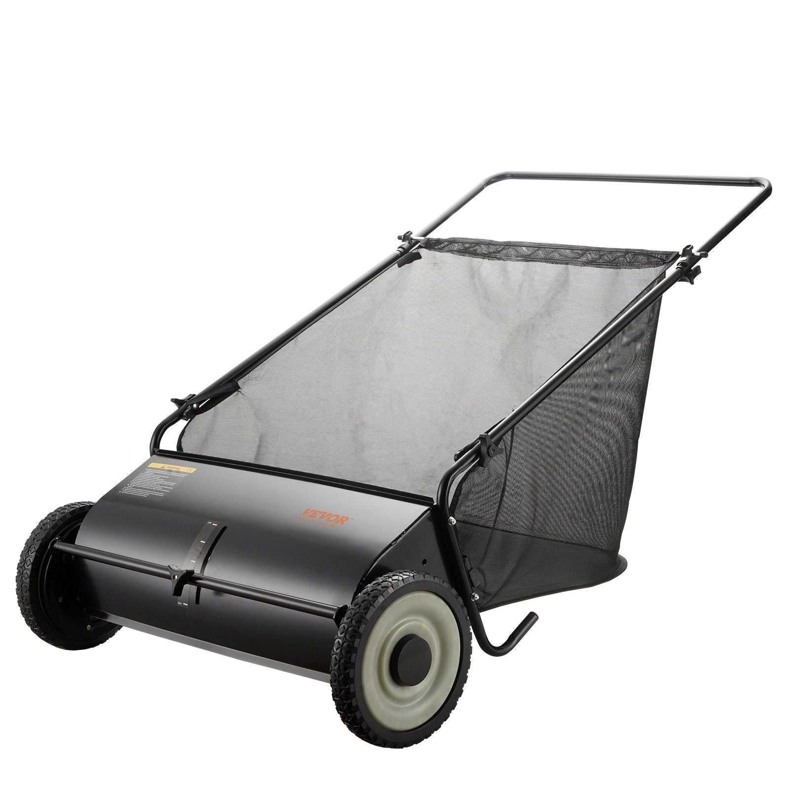 VEVOR Push Lawn Sweeper, 26-inch Leaf & Grass Collector, Strong Rubber Wheels & Heavy Duty Thickened Steel, Durable to Use with Large Capacity 7 cu. ft. Mesh Collection Hopper Bag, 4 Spinning Brushes - luxuryhomedecoridea.com