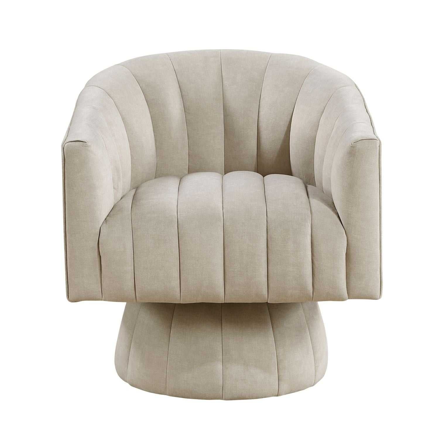 Taupe Velvet Accent Chair Modern Luxury Living Room Furniture, 1pc Swivel Chair Comfortable Barrel Back - luxuryhomedecoridea.com