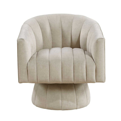 Taupe Velvet Accent Chair Modern Luxury Living Room Furniture, 1pc Swivel Chair Comfortable Barrel Back - luxuryhomedecoridea.com