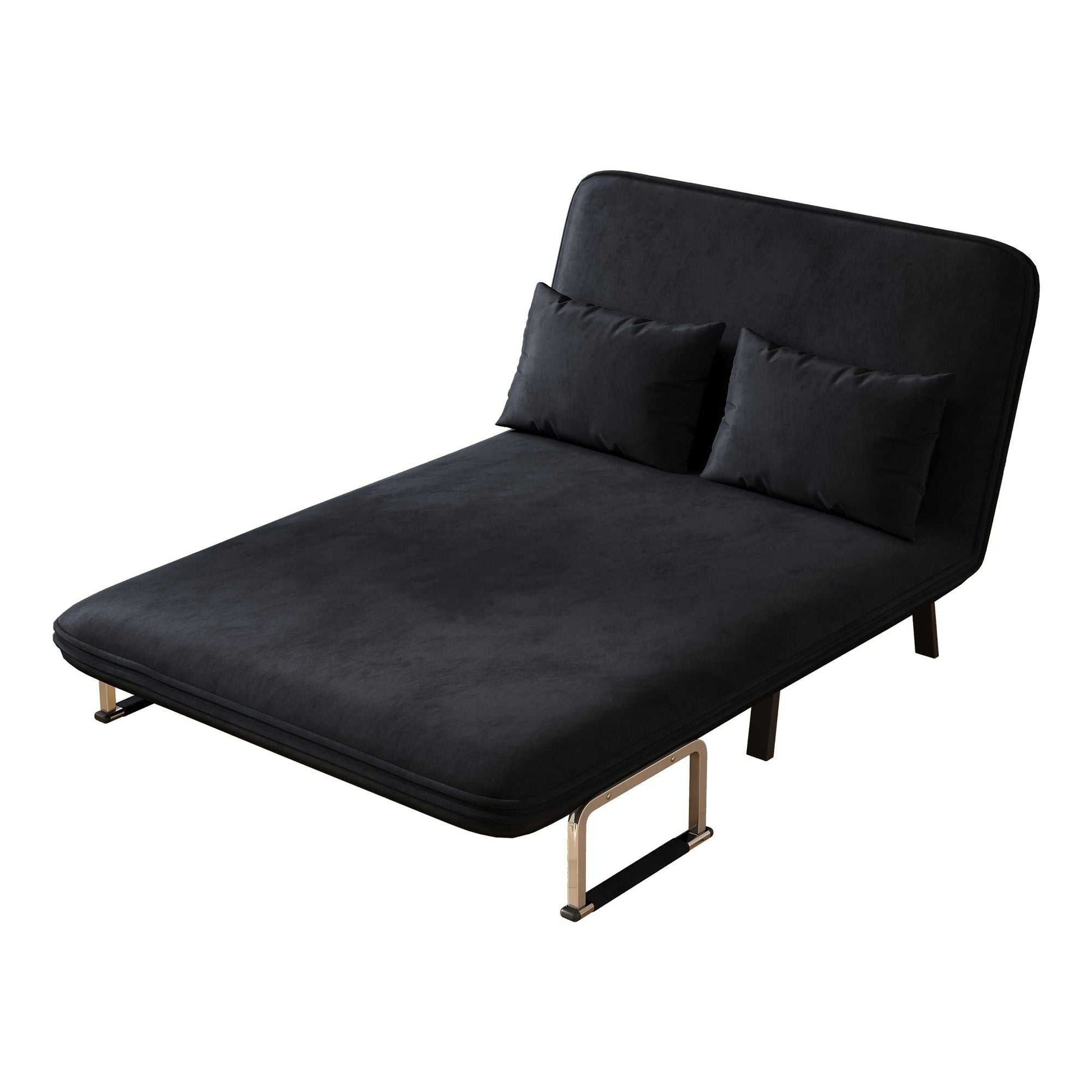 39″ Convertible Chair Bed, Tri-Fold Sofa Bed with Adjustable Backrest & Pillow, Leisure Chaise Lounge Couch with Sturdy Steel Frame for Home & Office, Comfortable Sleeper Chair black - luxuryhomedecoridea.com