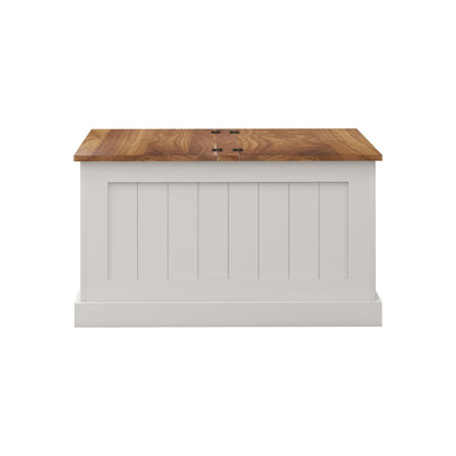 31.5" Farmhouse Coffee Table, Square Wood Center Table with Hinged Lift Top, Rustic Cocktail Table with Large Hidden Storage Compartmen for Living Room-White - luxuryhomedecoridea.com