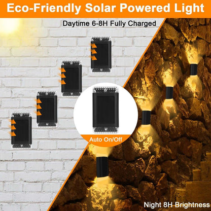 4Pack Solar Powered Wall Sconce Light IP55 Waterproof Rechargeable Optical Sensor Lamp Warm Yellow Lighting Lamp for Outdoor Fence Path Deck Patio - luxuryhomedecoridea.com