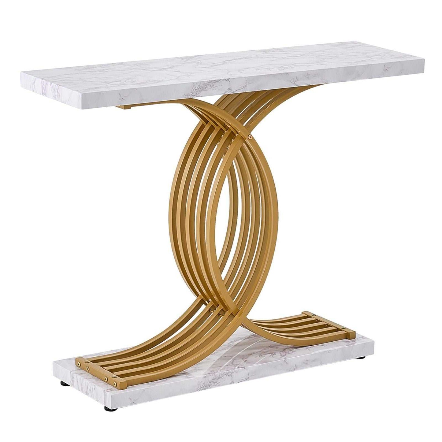 Narrow Console Sofa Table, 39.4 inches Behind Couch Table, 1-Tier Long Entryway Table and Skinny Hallway Table, Narrow Sofa Table with Metal Frame, for Entryway, Hallway, Living Room & Bedroom - luxuryhomedecoridea.com