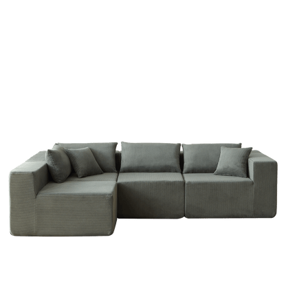 104-Inch Corduroy Modular L Shaped Sectional Sofa,Luxury Floor Couch Set,Upholstered Indoor Furniture,Foam-Filled Compressed Sofa for Living Room,Bedroom,4 PC Free Combination - luxuryhomedecoridea.com