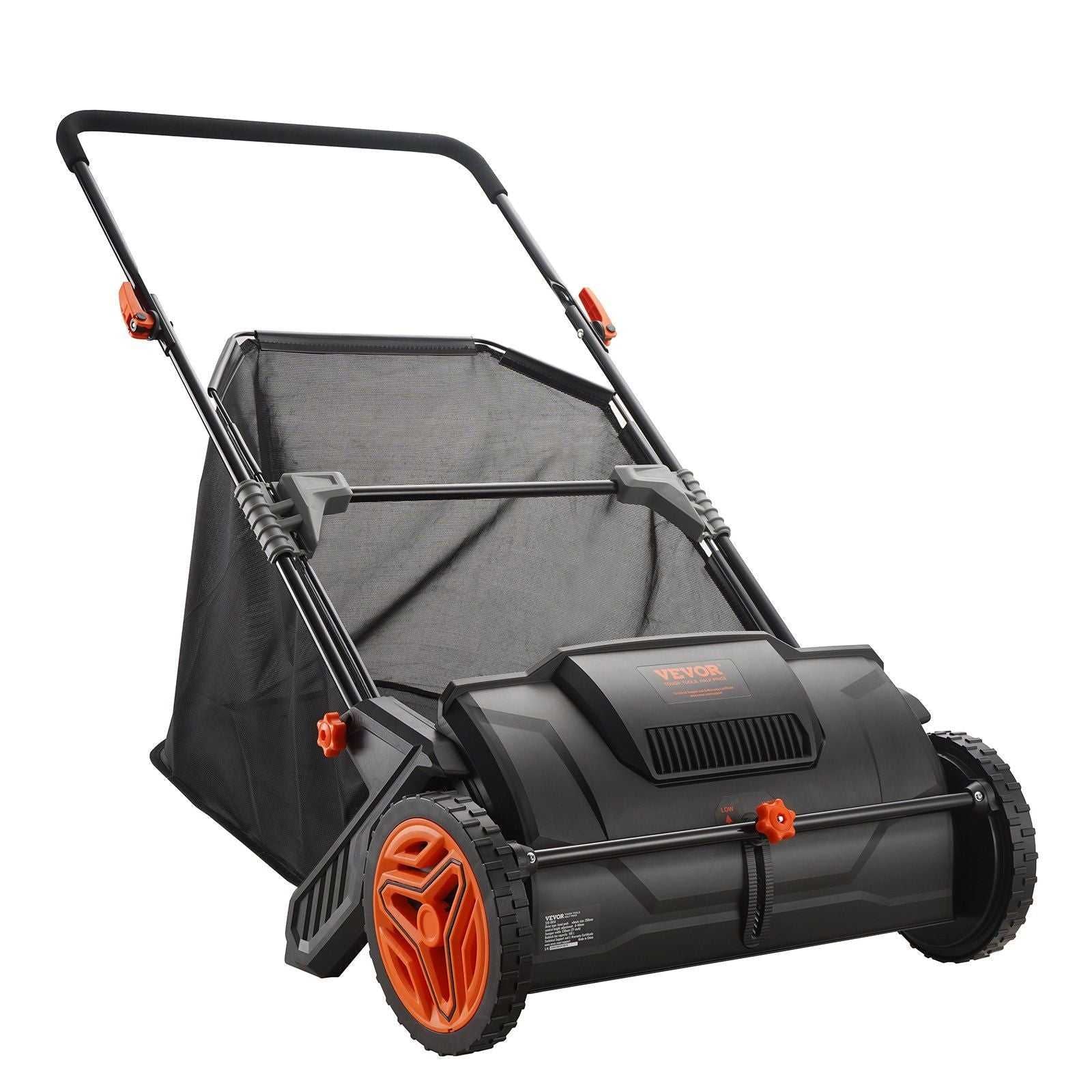 VEVOR Push Lawn Sweeper, 21inch Leaf & Grass Collector, Strong Plastic Wheels & Heavy Duty Thickened Steel Durable to Use with Large Capacity 3.5 cu. ft. Mesh Collection Hopper Bag, 2 Spinning Brushes - luxuryhomedecoridea.com