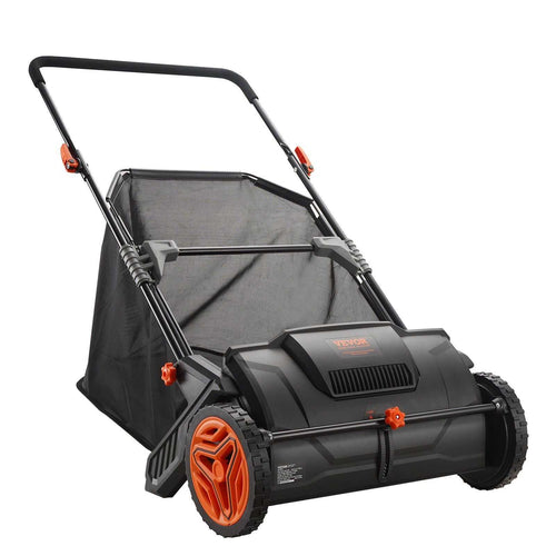 VEVOR Push Lawn Sweeper, 21inch Leaf & Grass Collector, Strong Plastic Wheels & Heavy Duty Thickened Steel Durable to Use with Large Capacity 3.5 cu. ft. Mesh Collection Hopper Bag, 2 Spinning Brushes - luxuryhomedecoridea.com