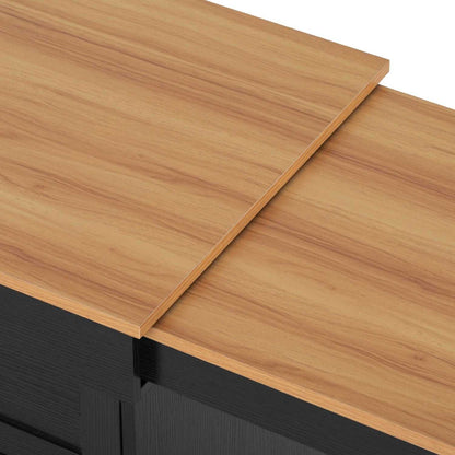 Kitchen Island with Extendable Dining Table, Kitchen Storage Table with 3 Side Open Shelves, Rolling Kitchen Island with Power Outlet, 3 Drawers, 2 Doors, for Kitchen, Dining Room, Black - luxuryhomedecoridea.com