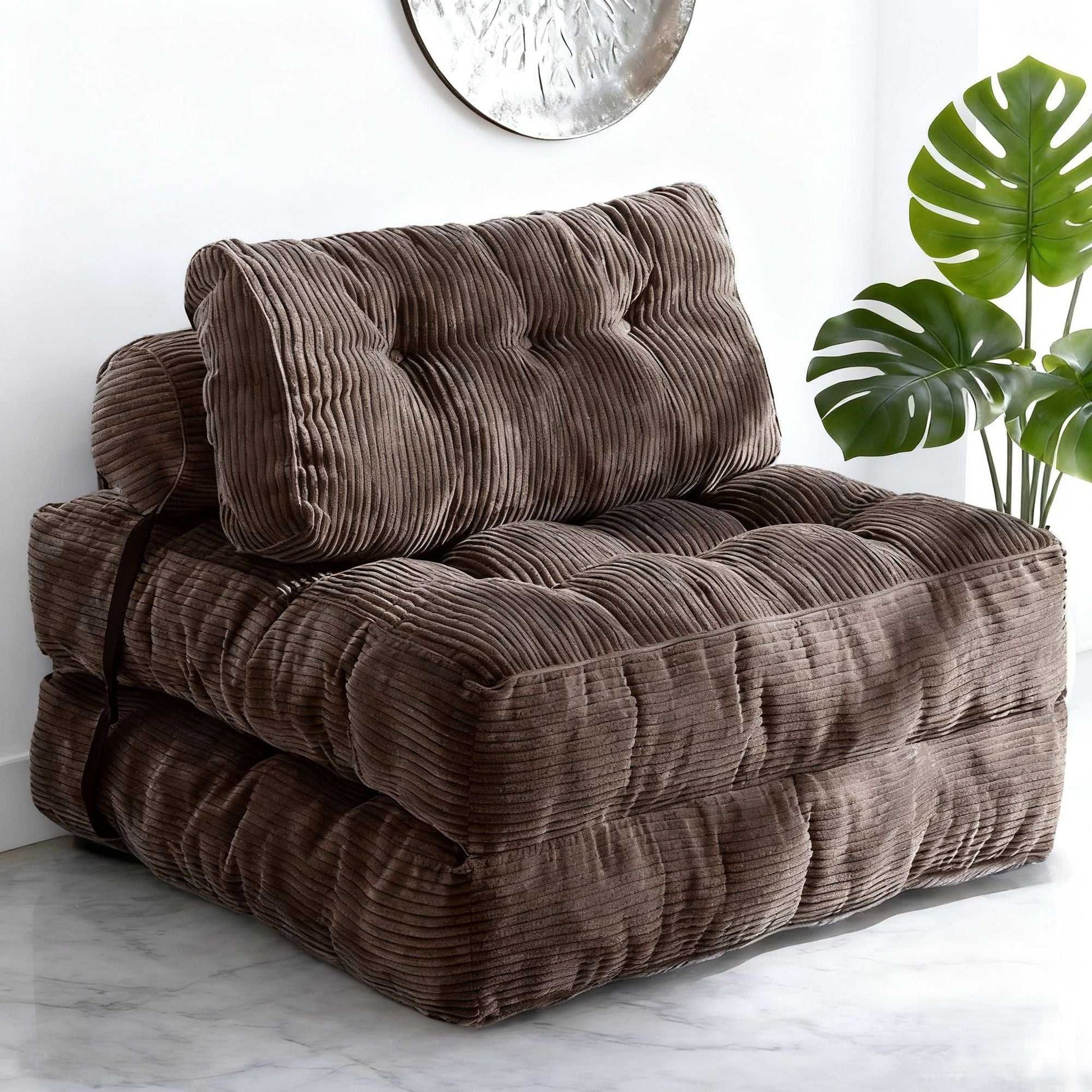 Modern Memory Foam Compressed Sofa Chair,Folding Sofa Bed, Convertible Sleeping Chair With Backrest Support And Soft Corduroy Fabric,Fold Couch Bed With Pillow For Small Spaces - luxuryhomedecoridea.com