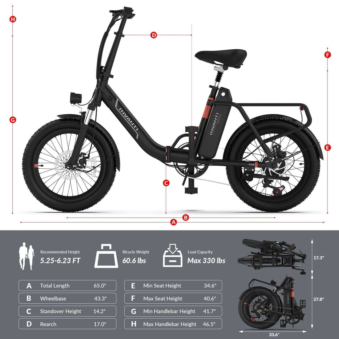 INVANTI EB11 Electric Bike 500W Folding Bike 48V 10.4AH 7S Shimano Electric Bicycle - luxuryhomedecoridea.com