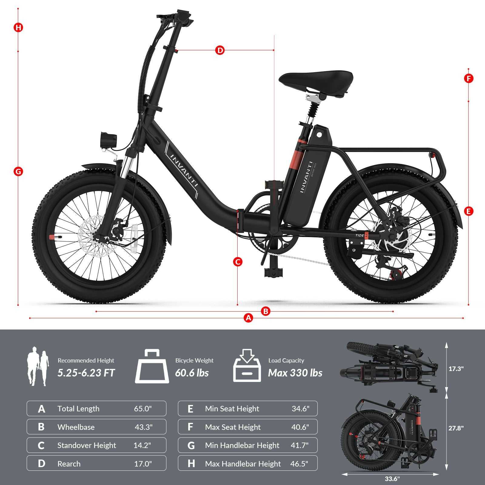 INVANTI EB11 Electric Bike 500W Folding Bike 48V 10.4AH 7S Shimano Electric Bicycle - luxuryhomedecoridea.com