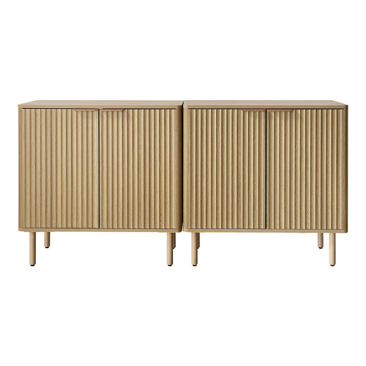 Coffee Bar Cabinet, Mid Century Fluted Coffee Bar Table with 2-Tier Storage, Buffet Stand Cabinet with 4 Barn Doors, Sideboard Buffet Station for Living Room, Entryway, 31.5x14.7x31.5 in(Single) - luxuryhomedecoridea.com