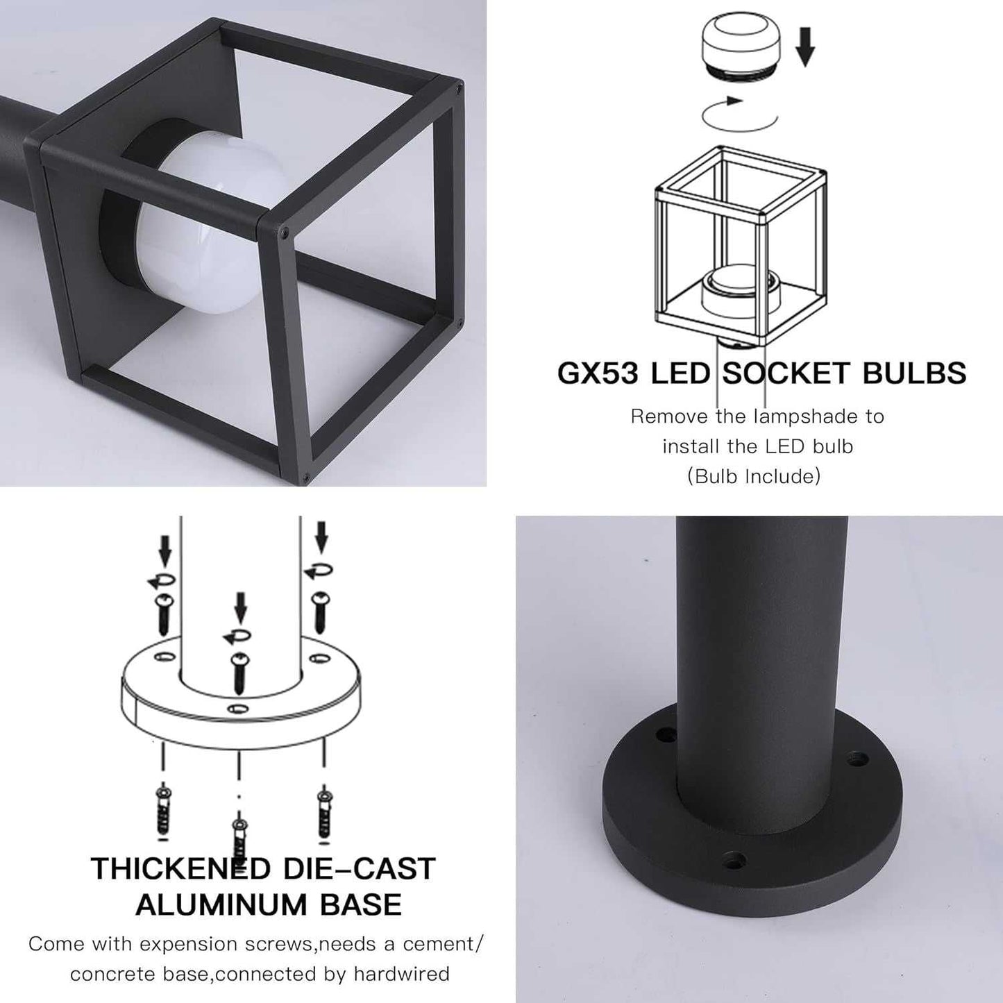 Outdoor Pathway Light LED Bollard Waterproof Garden Landscape Lighting Floor Lamp for Walkway 36516 - luxuryhomedecoridea.com