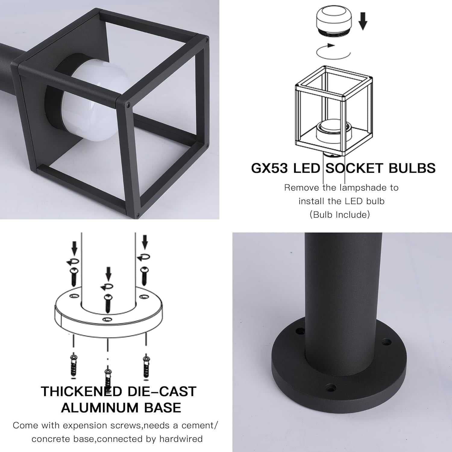 Outdoor Pathway Light LED Bollard Waterproof Garden Landscape Lighting Floor Lamp for Walkway 36516 - luxuryhomedecoridea.com
