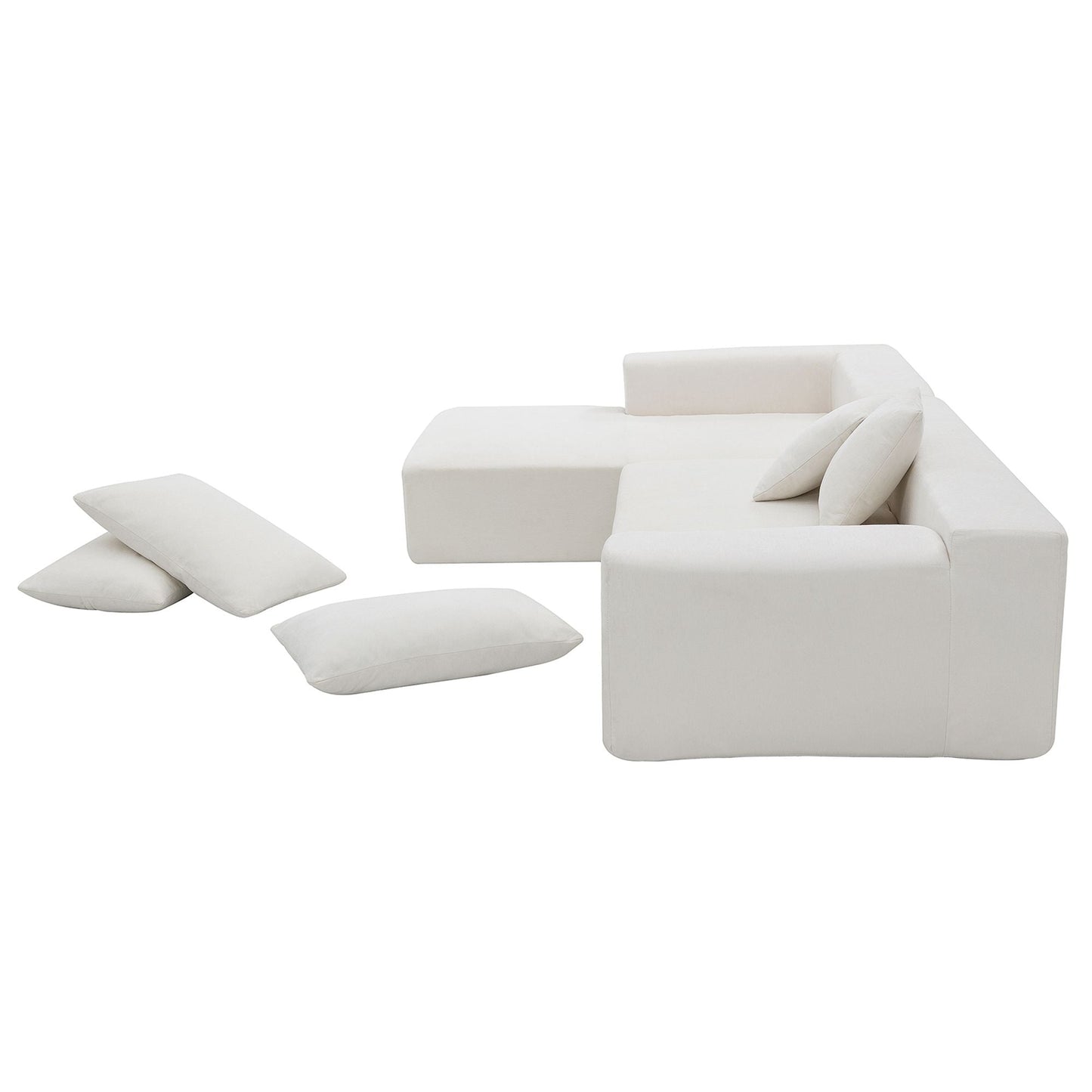 109*68" Modular Sectional Living Room Sofa Set, Modern Minimalist Style Couch, Upholstered Sleeper Sofa for Living Room, Bedroom, Salon, 2 PC Free Combination, L-Shape, Cream - luxuryhomedecoridea.com