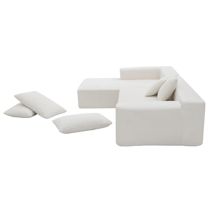 109*68" Modular Sectional Living Room Sofa Set, Modern Minimalist Style Couch, Upholstered Sleeper Sofa for Living Room, Bedroom, Salon, 2 PC Free Combination, L-Shape, Cream - luxuryhomedecoridea.com