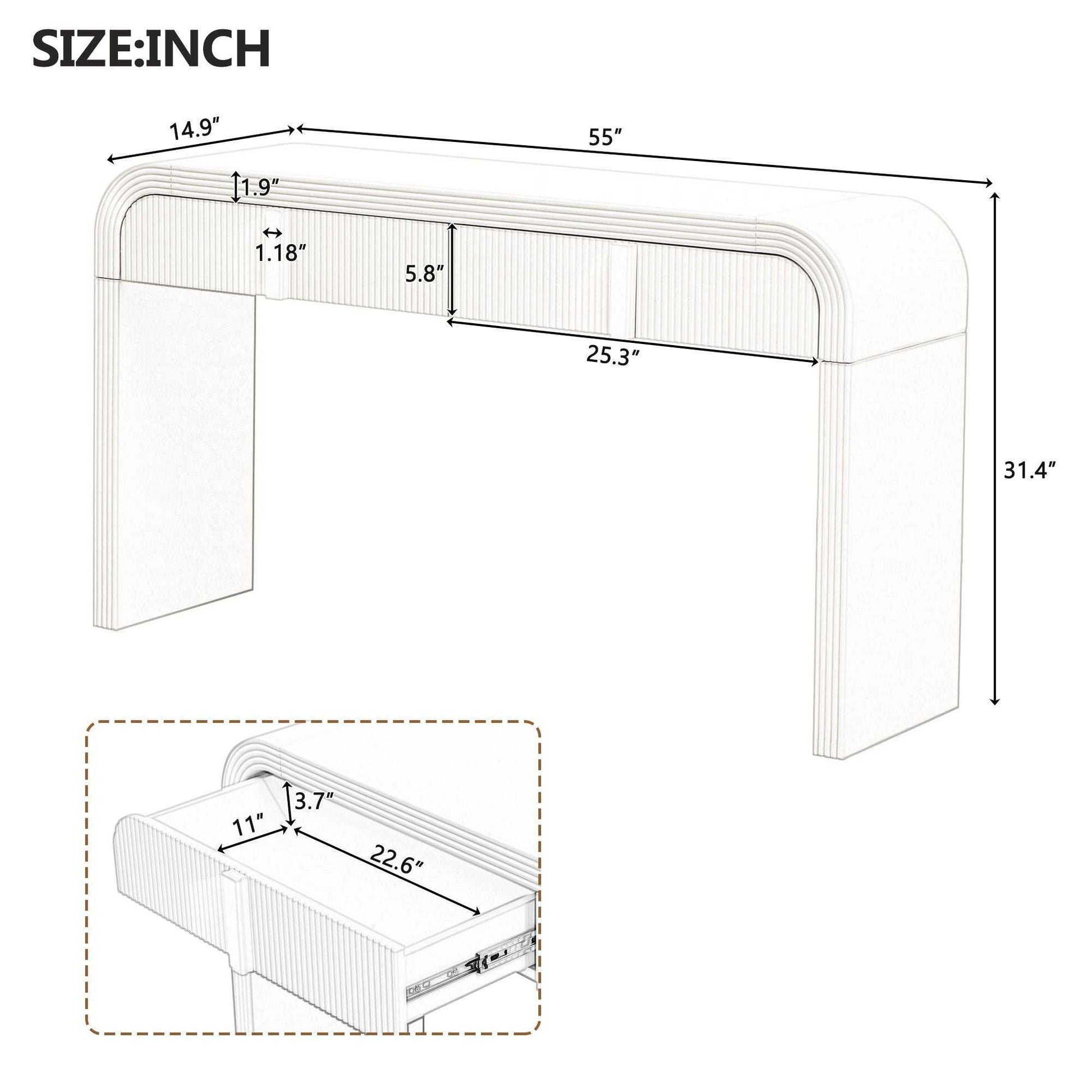 Unique Modern Rounded Silhouette and Smooth Surface Console Table with 2 Drawers for Living Room and Entryway - luxuryhomedecoridea.com