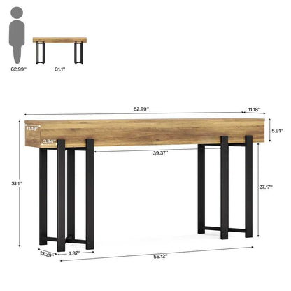 Main console, wooden sofa table, hallway table, foyer table, dining table, with industrial and modern styles - luxuryhomedecoridea.com