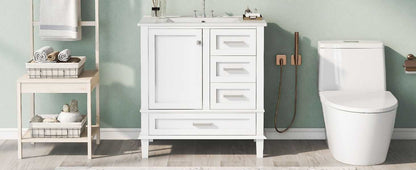 30" Bathroom Vanity , Modern Bathroom Cabinet with Sink Combo Set, Bathroom Storage Cabinet with a Soft Closing Door and 3 Drawers, Solid Wood Frame - luxuryhomedecoridea.com