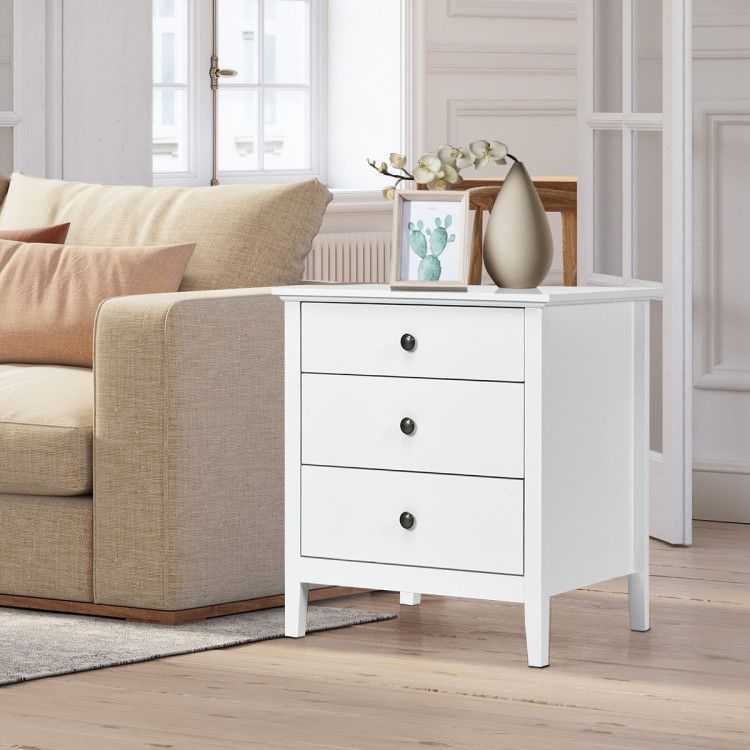 Nightstand Beside End Side Table Organizer with 3 Drawers - luxuryhomedecoridea.com