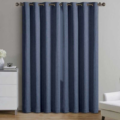 Woven Textured Grommet Blackout Curtain Panel, 1-Piece, Blue, 50" W x 84" L - luxuryhomedecoridea.com