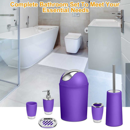 Bathroom Accessories Set 6 Pcs Bathroom Set Ensemble Complete Soap Dispenser Toothbrush Holder - luxuryhomedecoridea.com