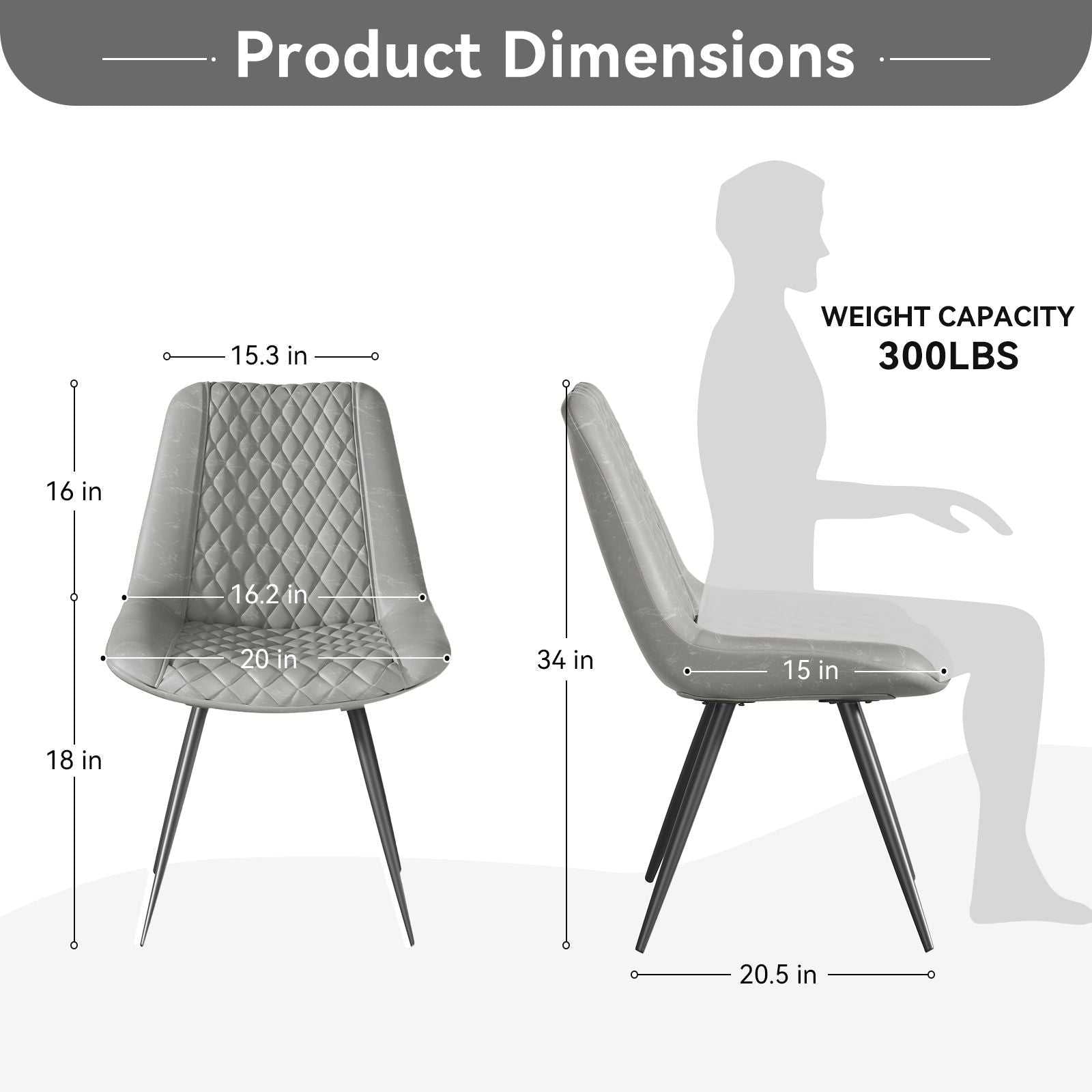 Modern Dining Chairs Set of 2, Top PU Leather Upholstered Dining Room Chairs with Metal Legs, Ergonomic Kitchen Chairs for Kitchen Dinning Room - luxuryhomedecoridea.com
