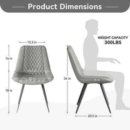Modern Dining Chairs Set of 2, Top PU Leather Upholstered Dining Room Chairs with Metal Legs, Ergonomic Kitchen Chairs for Kitchen Dinning Room - luxuryhomedecoridea.com