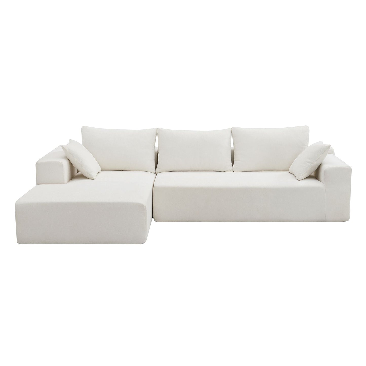 109*68" Modular Sectional Living Room Sofa Set, Modern Minimalist Style Couch, Upholstered Sleeper Sofa for Living Room, Bedroom, Salon, 2 PC Free Combination, L-Shape, Cream - luxuryhomedecoridea.com
