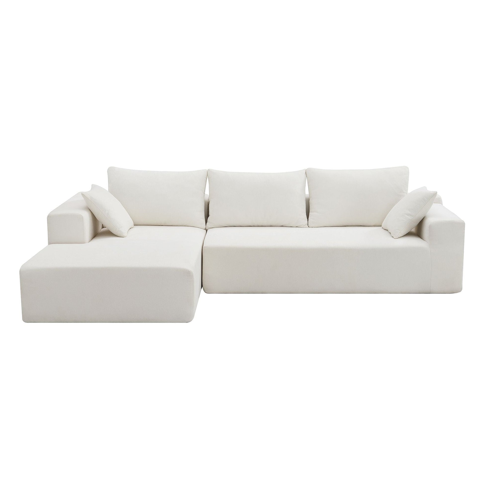 109*68" Modular Sectional Living Room Sofa Set, Modern Minimalist Style Couch, Upholstered Sleeper Sofa for Living Room, Bedroom, Salon, 2 PC Free Combination, L-Shape, Cream - luxuryhomedecoridea.com