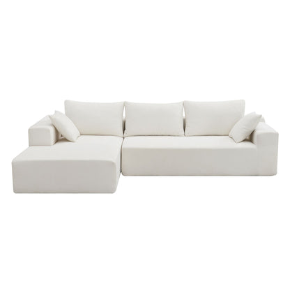 109*68" Modular Sectional Living Room Sofa Set, Modern Minimalist Style Couch, Upholstered Sleeper Sofa for Living Room, Bedroom, Salon, 2 PC Free Combination, L-Shape, Cream - luxuryhomedecoridea.com