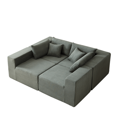 104-Inch Corduroy Modular L Shaped Sectional Sofa,Luxury Floor Couch Set,Upholstered Indoor Furniture,Foam-Filled Compressed Sofa for Living Room,Bedroom,4 PC Free Combination - luxuryhomedecoridea.com