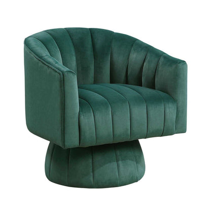 Dark Green Velvet Accent Chair Modern Luxury Living Room Furniture, 1pc Swivel Chair Comfortable Barrel Back - luxuryhomedecoridea.com