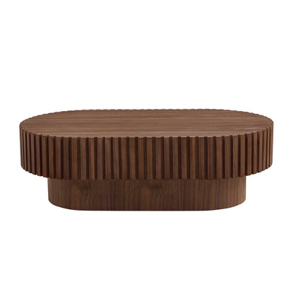 43.70 Inch Modern Handcraft Drum Coffee Table Oval Coffee Table for Living Room,Small Wooden Coffee Table with Sturdy Pedestal for Office - luxuryhomedecoridea.com