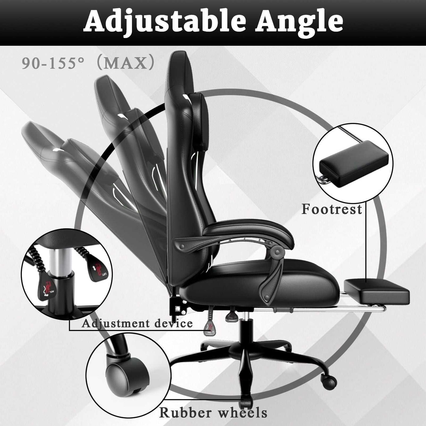 Ergonomic Gaming Chair, Electronic Gaming Chair With Pocket Spring Pad And Footrest, Height Adjustable Computer Chair - luxuryhomedecoridea.com