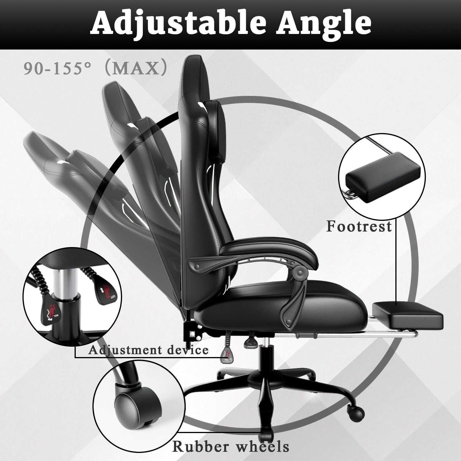 Ergonomic Gaming Chair, Electronic Gaming Chair With Pocket Spring Pad And Footrest, Height Adjustable Computer Chair - luxuryhomedecoridea.com