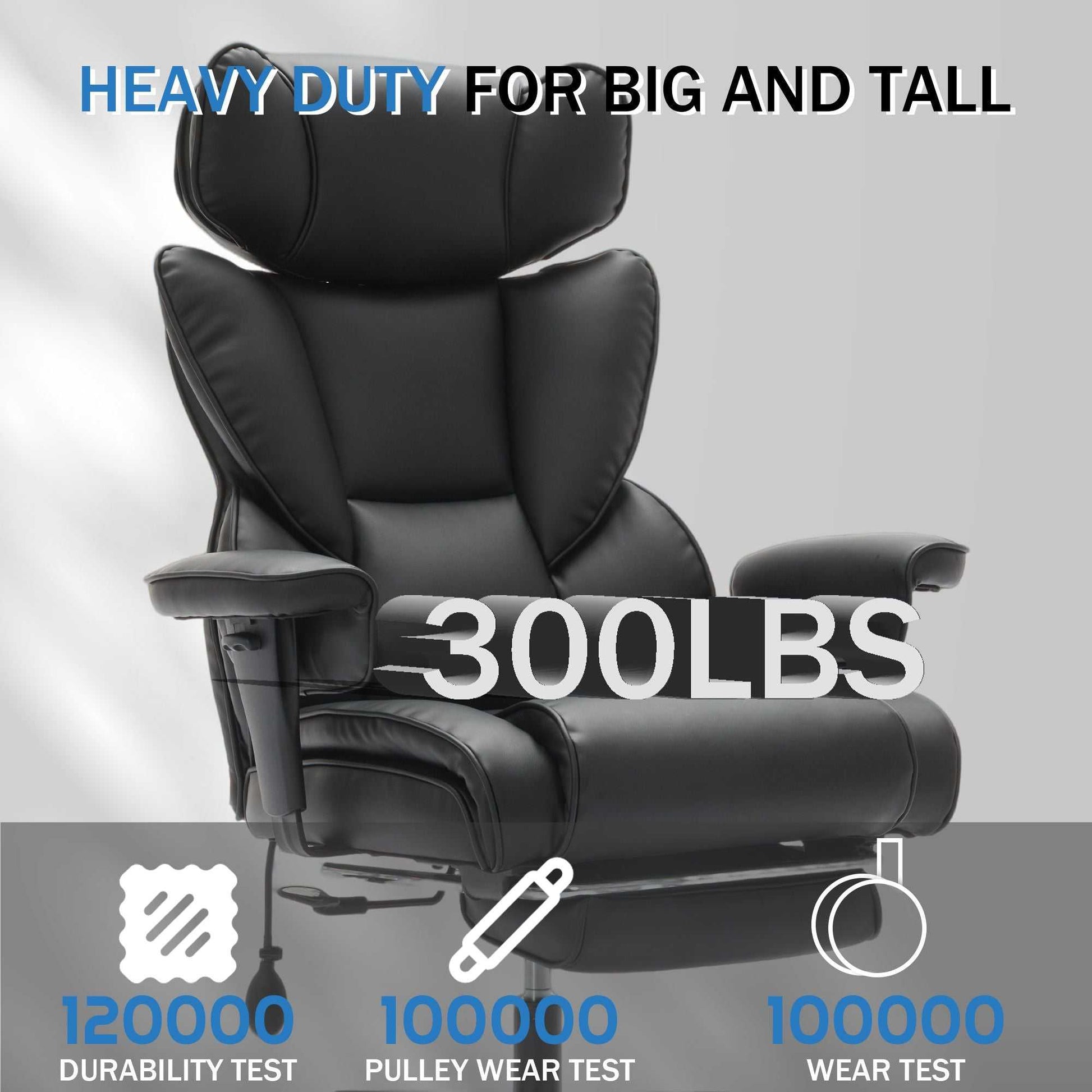 Office Chair with Foot Rest and Waist Lumber Support, Ergonomic Gaming Chair with Adjustable Height Headrest, High-Back Leather Reclining Chair for Home, Black - luxuryhomedecoridea.com