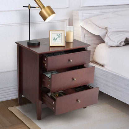 Nightstand Beside End Side Table Organizer with 3 Drawers - luxuryhomedecoridea.com