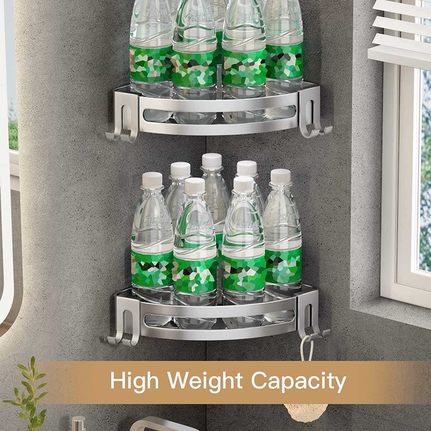 Shower Corner Shelf Caddy 2 Pack shower Organizer Corner No Drill Shower Storage Rust Proof Bathroom Corner Wall Shelf shampoo holder Silver - luxuryhomedecoridea.com