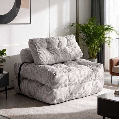 Modern Memory Foam Compressed Sofa Chair,Folding Sofa Bed, Convertible Sleeping Chair With Backrest Support And Soft Corduroy Fabric,Fold Couch Bed With Pillow For Small Spaces - luxuryhomedecoridea.com