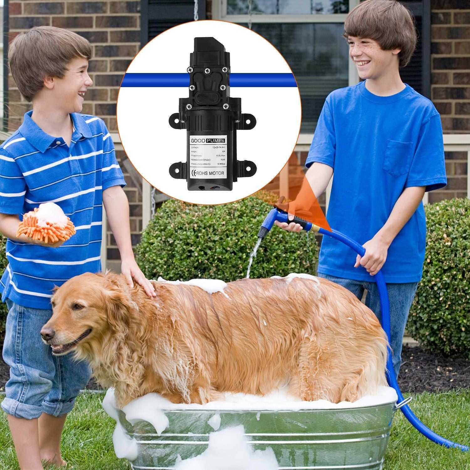 12V Water Pump with 2 Hose Clamps 130PSI Self Priming Sprayer Pump 70W Electric Diaphragm Water Pump 6L/Min for RV Camper Marine Boat - luxuryhomedecoridea.com
