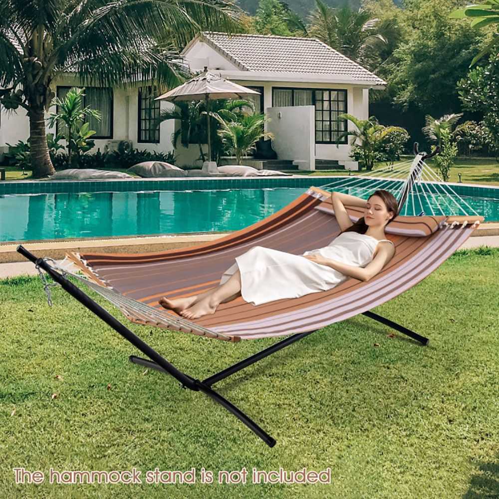 Patio Hammock Foldable Swing Chair Bed with Detachable Pillow - luxuryhomedecoridea.com